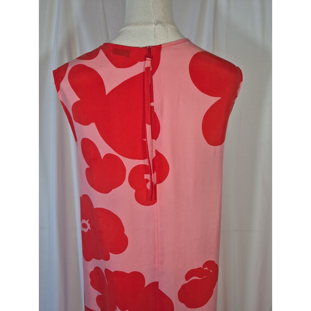 Marimekko Migot Kevättalkoot Cupro Dress Pink Red Floral 36 US 4 6 New - Picture 8 of 9